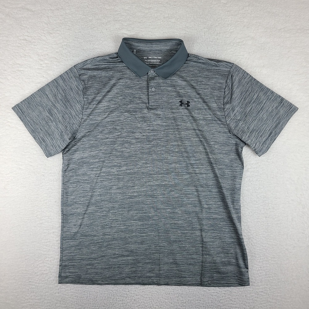 Under Armour The Performance Polo Shirt Mens 2XL XXL Gray Heathered Short Sleeve
